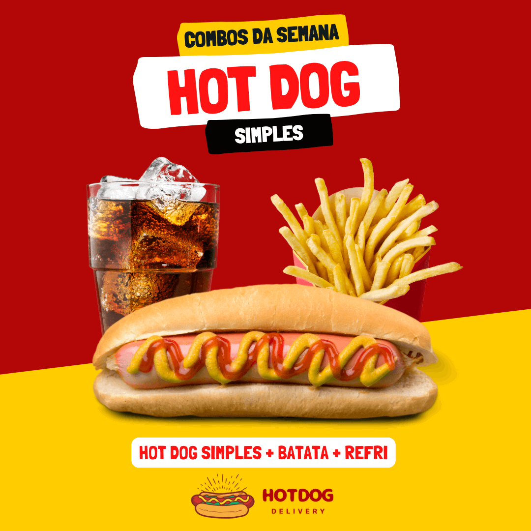 Combo Hot Dog Simples, batata e refrigerante